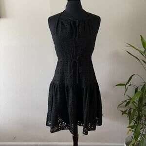J. Crew Black Eyelet Mini Dress